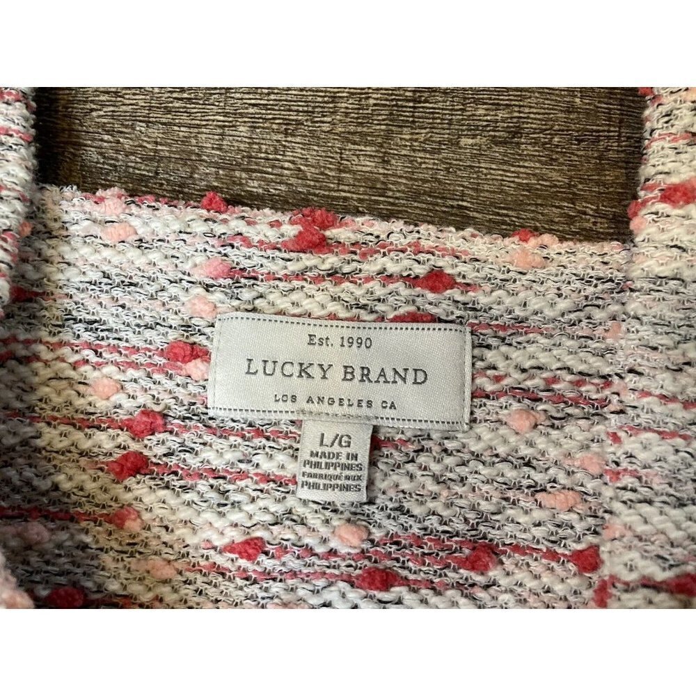 Lucky Brand Women’s Square Neck Speckle Knit Tank Top White Pink Size LG - Picture 3 of 9